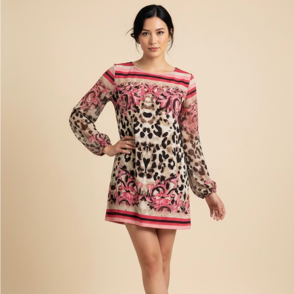 Style & Co. Pink and Brown Animal Print Mini Dress